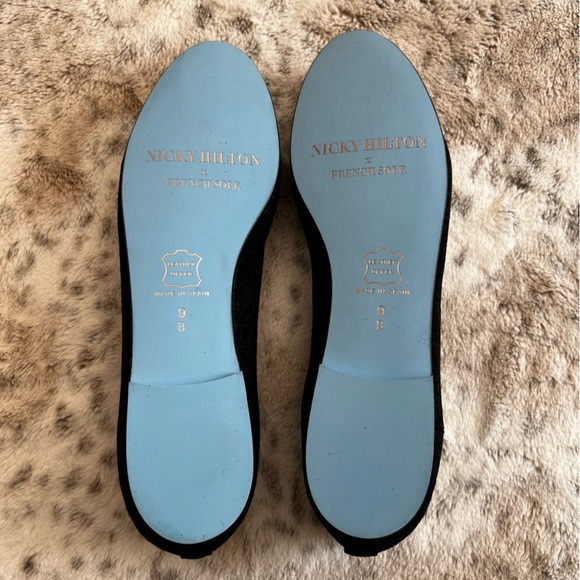New French Sole x Nicky Hilton Black Suede Cheetah Ballet Flats Sz 9 - Picture 10 of 12